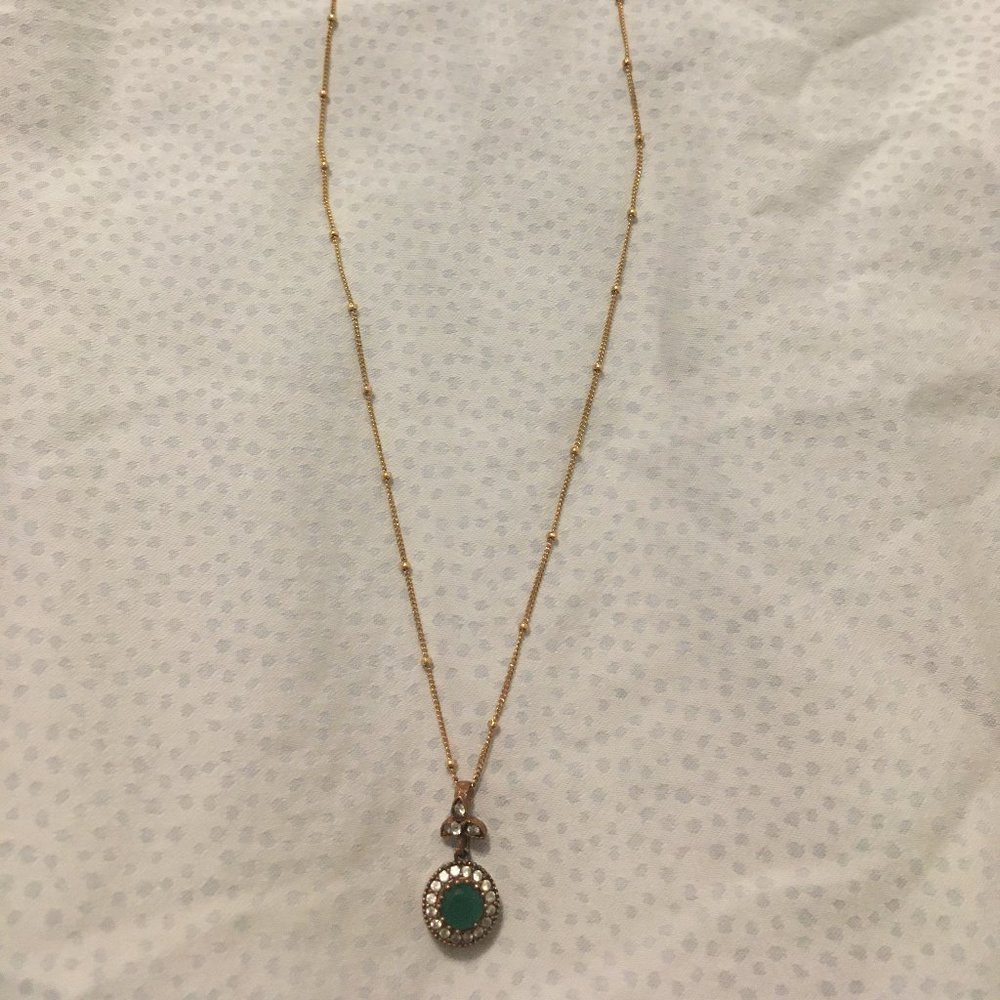 Handmade necklace with green gemstone